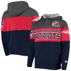 Мужской стартовый серый/красный пуловер с капюшоном New England Patriots Extreme Fireballer Starter