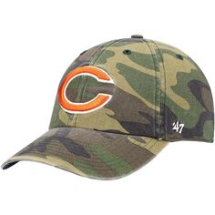 Мужская регулируемая шляпа с камуфляжным принтом &apos;47 Chicago Bears Logo Woodland Clean Up
