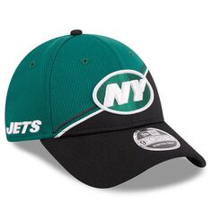 Мужская регулируемая кепка New Era зеленого/черного цвета New York Jets 2023 Sideline 9FORTY