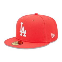 Мужская облегающая шляпа New Era Red Los Angeles Dodgers Lava Highlighter Logo 59FIFTY