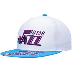 Мужская кепка Mitchell &amp; Ness x Lids белая/голубая Utah Jazz Current Reload 3.0 Snapback Hat