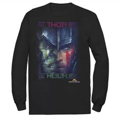 Мужская футболка Marvel Thor Ragnarok Hulk лицом к лицу с симметричным рисунком и длинными рукавами