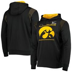 Мужской пуловер с капюшоном Nike Iowa Hawkeyes 2021 Team Sideline Performance Black Iowa Hawkeyes 2021