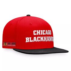 Мужская фирменная красная/черная бейсболка Chicago Blackhawks Fanatics с цветными блоками Snapback