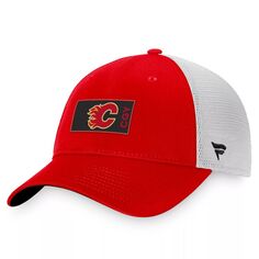 Мужская красная мужская кепка Fanatics Calgary Flames Authentic Pro Rink Trucker Snapback