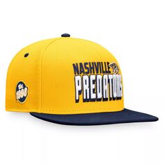 Мужская двухцветная бейсболка Snapback в стиле ретро с логотипом Fanatics золотого/темно-синего цвета Nashville Predators Heritage