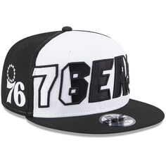 Мужская кепка New Era белого/черного цвета Philadelphia 76ers Back Half 9FIFTY Snapback