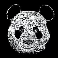 Панда — мужской свитшот с круглым вырезом с принтом Word Art LA Pop Art