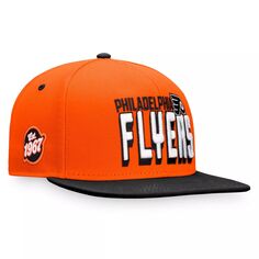 Мужская двухцветная кепка Snapback в стиле ретро с логотипом Fanatics оранжевого/черного цвета Philadelphia Flyers Heritage