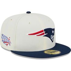 Мужская приталенная шляпа New Era Cream New England Patriots Retro 59FIFTY