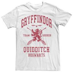 Мужская красная футболка с надписью Harry Potter Quidditch Gryffindor Seeker Licensed Character
