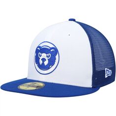 Мужская бейсболка New Era Royal/White Chicago Cubs 2023 для тренировок на поле 59FIFTY Облегающая шляпа