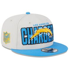 Мужская регулируемая кепка New Era Stone/Powder Blue Los Angeles Chargers 2023 NFL Draft 9FIFTY Snapback