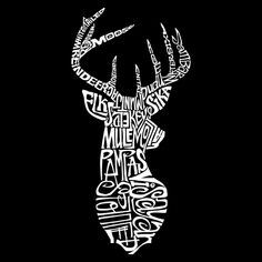 Виды оленей — мужской свитшот с круглым вырезом Word Art LA Pop Art