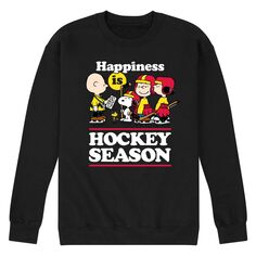 Мужской свитшот с рисунком Peanuts Happiness Is Hockey Season Licensed Character