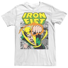 Мужская футболка с рисунком в стиле ретро комиксов Marvel Iron Fist Punch Licensed Character