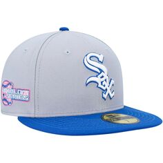 Мужская приталенная шляпа New Era серого/синего цвета Chicago White Sox Dolphin 59FIFTY