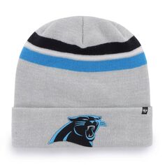 Мужская серая вязаная шапка с манжетами &apos;47 Carolina Panthers Monhegan 47 Brand