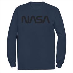 Мужская футболка с графическим рисунком и длинными рукавами с простым текстовым логотипом NASA Licensed Character