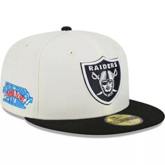 Мужская облегающая шляпа New Era кремового цвета Las Vegas Raiders Retro 59FIFTY