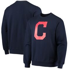 Мужской темно-синий пуловер с логотипом Stitches Cleveland Indians