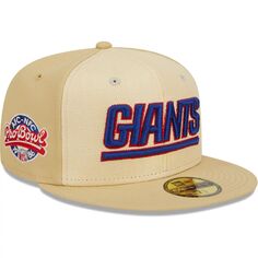Мужская приталенная шляпа New Era цвета хаки New York Giants из рафии спереди 59FIFTY