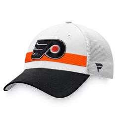 Мужская фирменная белая/черная бейсболка Fanatics Philadelphia Flyers 2021 NHL Draft Authentic Pro On Stage Trucker Snapback Hat