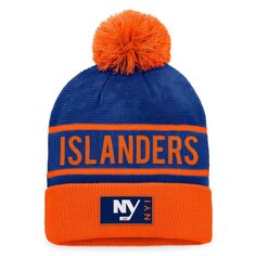 Мужская вязаная шапка Fanatics с манжетами с манжетами и помпоном с фирменным логотипом New York Islanders Authentic Pro Alternative