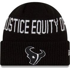 Мужская черная вязаная шапка New Era Houston Texans Team Social Justice с манжетами