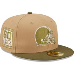 Мужская шляпа New Era Tan/Olive Cleveland Browns 60th Anniversary Saguaro 59FIFTY