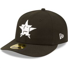 Мужская приталенная шляпа New Era Houston Astros черно-белая с низким профилем 59FIFTY
