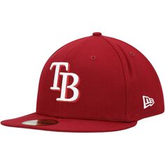 Мужская приталенная кепка New Era Cardinal Tampa Bay Rays белая с логотипом 59FIFTY