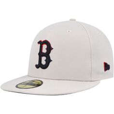 Мужская облегающая шляпа New Era цвета хаки Boston Red Sox Stone Dim 59FIFTY