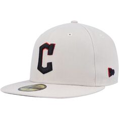 Мужская кепка New Era цвета хаки Cleveland Guardians Stone Dim 59FIFTY с приталенной кепкой