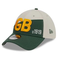 Мужская кепка New Era кремового/зеленого цвета Green Bay Packers 2023 Sideline Historic 39THIRTY Flex Hat