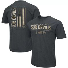 Мужская черная футболка Colosseum Heathered Arizona State Sun Devils OHT Military Appreciation Flag 2.0