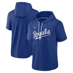 Мужской пуловер с капюшоном и короткими рукавами Nike Royal Kansas City Royals Springer Team
