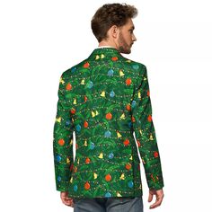 Мужской костюм Suitmeister Slim Fit с подсветкой в ​​виде рождественской елки, зеленый пиджак