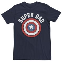 Мужская футболка со щитом «Супер папа» Marvel «День отца» Капитан Америка