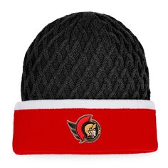 Мужская вязаная шапка Fanatics красного/черного цвета с манжетами в полоску Ottawa Senators Iconic