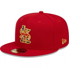 Мужская облегающая шляпа с флагом New Era Red St. Louis Cardinals 2023 MLB: London Series 59FIFTY