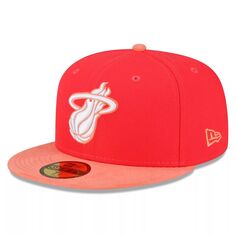 Мужская приталенная шляпа New Era красный/персиковый Miami Heat тон 59FIFTY