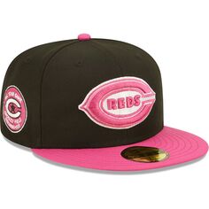 Мужская облегающая шляпа New Era черного/розового цвета Cincinnati Reds 1938 MLB All-Star Game Passion 59FIFTY