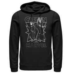 Мужской пуловер с капюшоном Marvel Captain Marvel в стиле гранж и коллаж