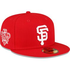 Мужская приталенная шляпа New Era Red San Francisco Giants с нашивкой на боку 59FIFTY