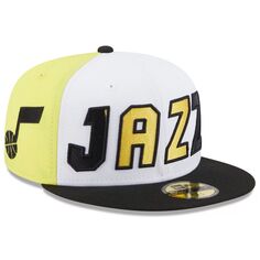 Мужская приталенная шляпа New Era белого/черного цвета с задней частью Utah Jazz 59FIFTY