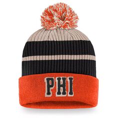 Мужская оранжевая вязаная шапка Fanatics Philadelphia Flyers True Classics с манжетами и помпоном