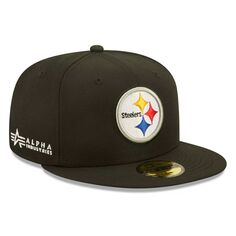 Мужская приталенная шляпа New Era x Alpha Industries Black Pittsburgh Steelers Alpha 59FIFTY