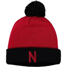 Мужская двухцветная вязаная шапка с манжетами и помпоном Top of the World Scarlet/Black Nebraska Huskers Core