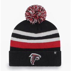 Мужская вязаная шапка с манжетами и помпоном &apos;47 Black Atlanta Falcons State Line 47 Brand